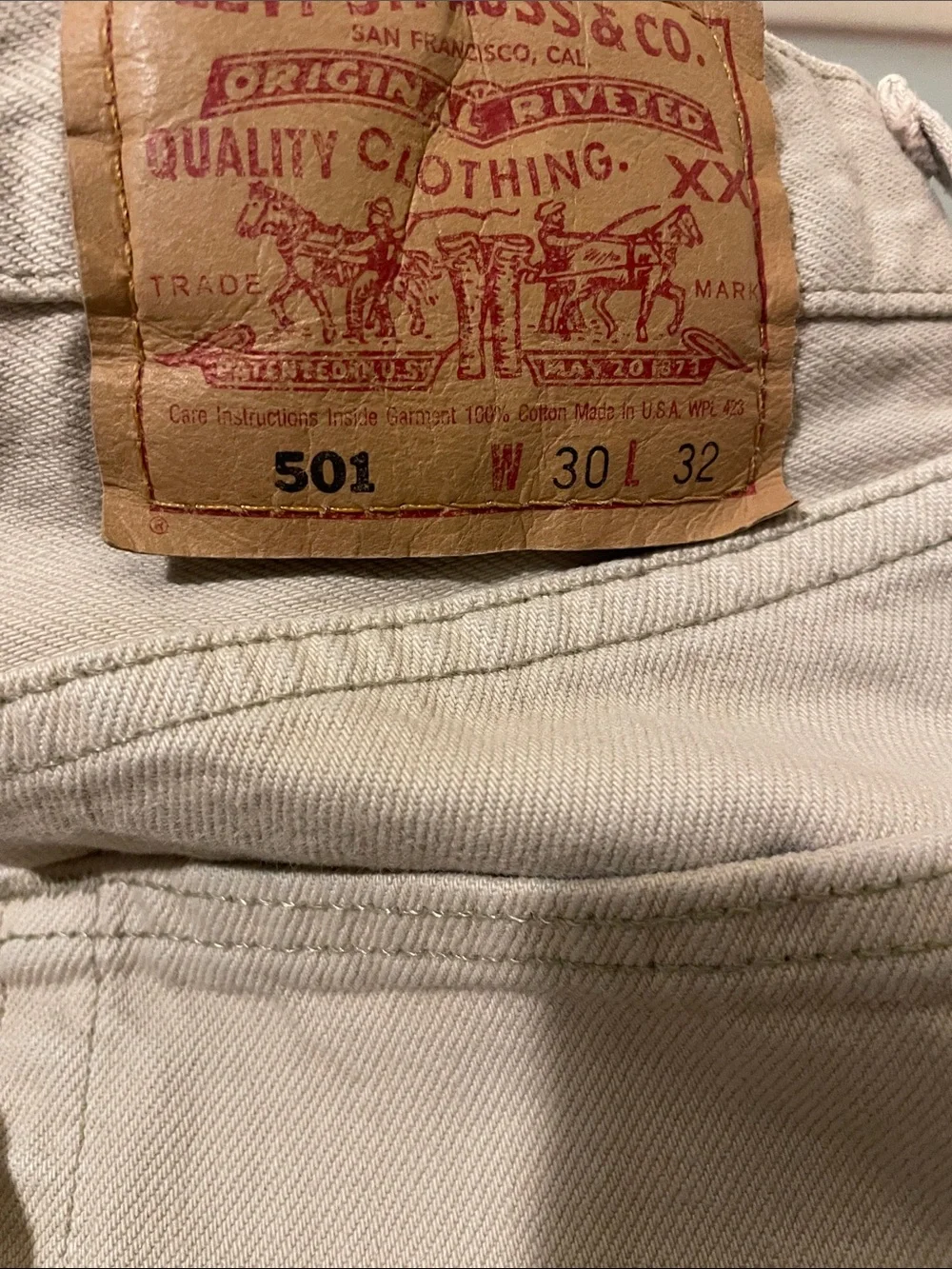 Levi’s 501 Straight-Leg Beige Jeans 30x32